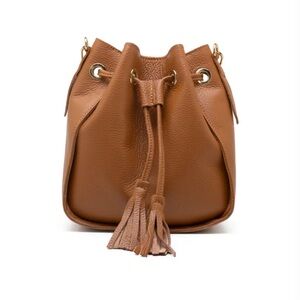 Michele Lopriore | Brown Italian Leather Bucket Bag with Convertible Strap